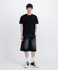 LEMAIN SECOND Crop Plain Oversized Short Sleeve T-Shirt [Black]