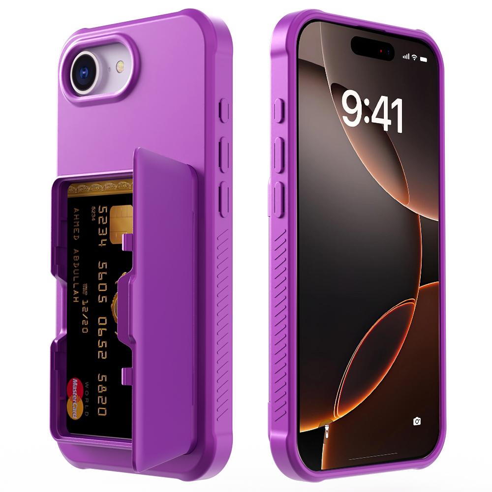 New Flip Slot Card Wallet Stand Phone Case For iPhone17e iphone16e iphone 17E 16E Built-in Mirror Holder Bumper Armor Cover