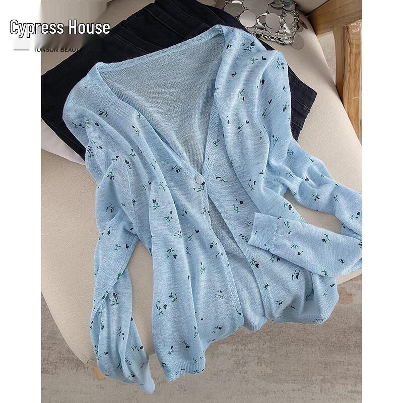 Women s V-Neck Floral Knit Cardigan One Size