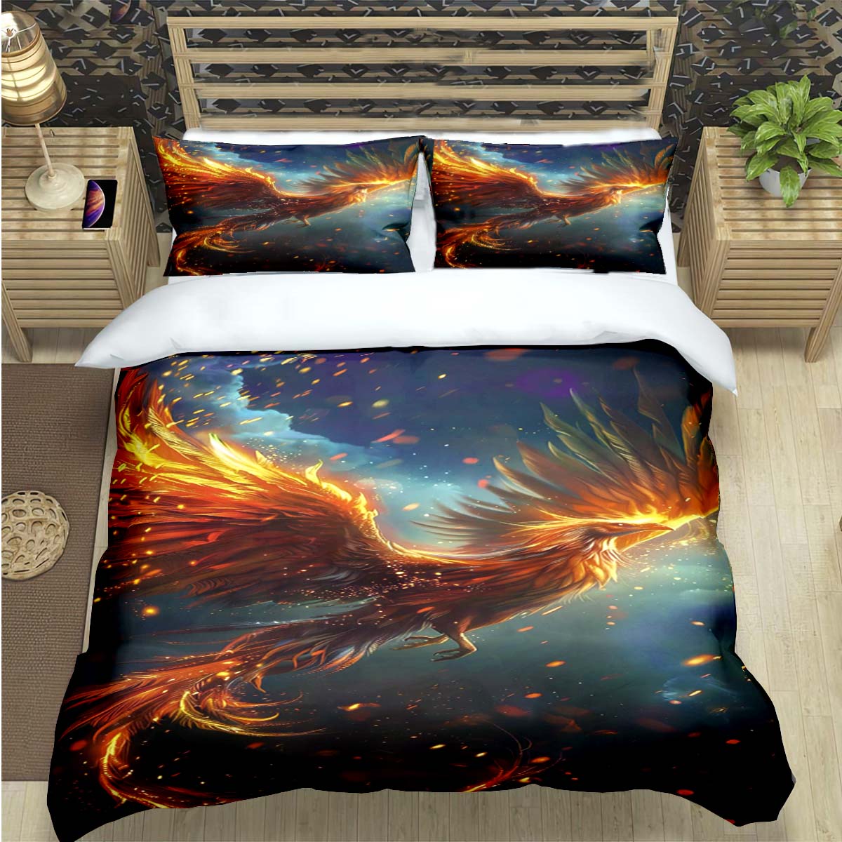 

3D Popular Mythical Beast Phoenix Print Bedding Sets Bed Supplies Set Comforter Set Teens Girls Cartoon Twin Single Kid Gift EU Single(135*200cm)3pcs