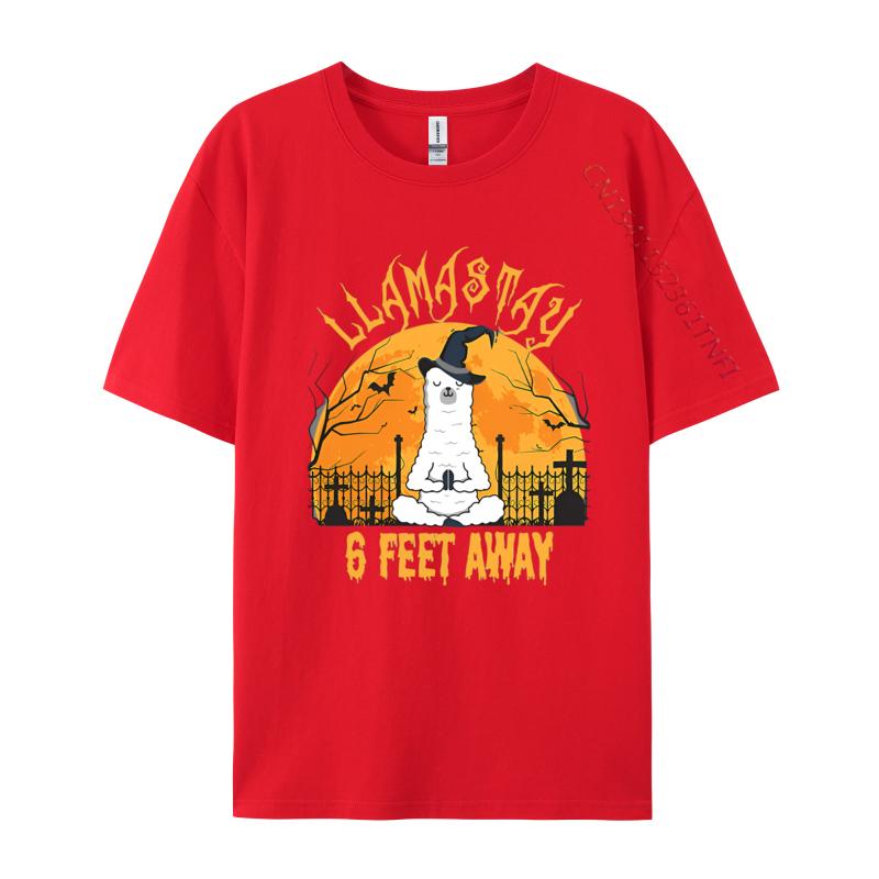 Llamastay 6 Feet Away Halloween Llama Tshirts Cute T Shirt Hiphop TShirts For Unisex Streetwear Cotton