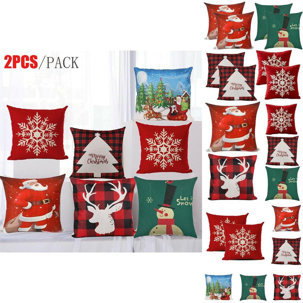 Stylish Snowman And Santa Christmas Pillow Covers For Couch Sofa Festival Decor