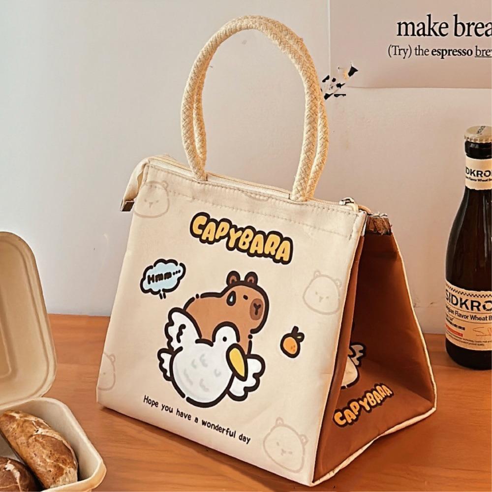 Kawaii Capybara Thermal Lunch Bag Insulated Portable Food Storage Bag Cartoon Lunch Box For Women Girl Kids