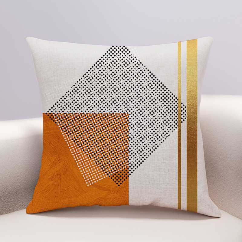 Sofa Cushion Geometric Abstract Cotton Linen Cushion Living Room Large Backrest Pillow Cover with Core