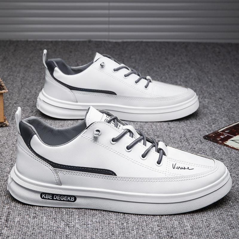 Board-Schuhe Herren Freizeitschuhe Mode vielseitig weiche Sohle rutschfest neu Lederoberfläche Low-Top atmungsaktiv weiße Schuhe Trend