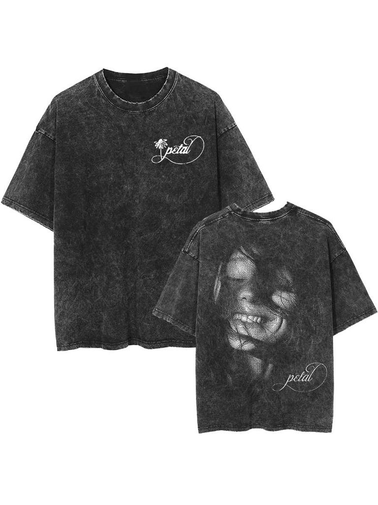 Ariana Grande T-shirt Oversize Petal Cotone Lavato Vintage Hiphop Streetwear Uso Quotidiano Top Fresco