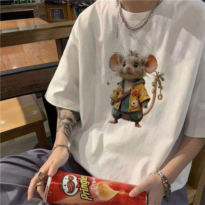 Summer new boys handsome short-sleeved t-shirt pure cotton loose round neck casual t-shirt top