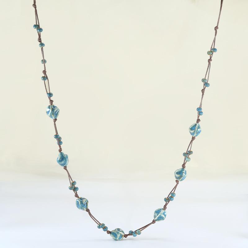 Женское керамическое колье ручной работы, регулируемое украшение, бохо-аксессуар