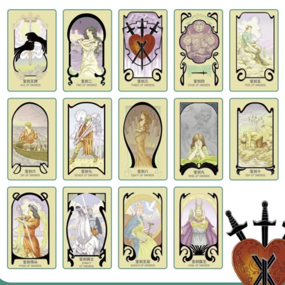 Celestial Journey Tarot : Elegant Art Nouveau Illustration Deck 10.3*6cm - 78-Card Divination Kit
