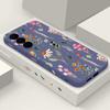 Applicable to Samsung S25Ultra floral mobile phone case S24 liquid S22 straight edge small fresh flower anti-drop protective case