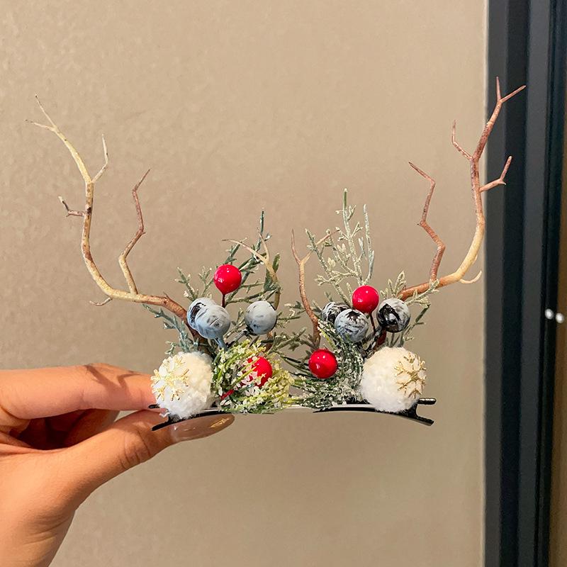 Festliche 2025 Geweih Haarspangen - Niedlicher Rentier Kopfschmuck & Haarnadeln für Weihnachten