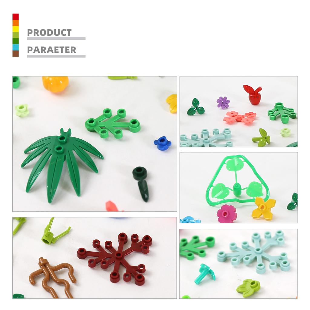 1434/500g Zufällig zusammengestellte Pflanzen-, Blumen-, Blattform-Komponenten kompatibel mit Bausteinen Kinder's