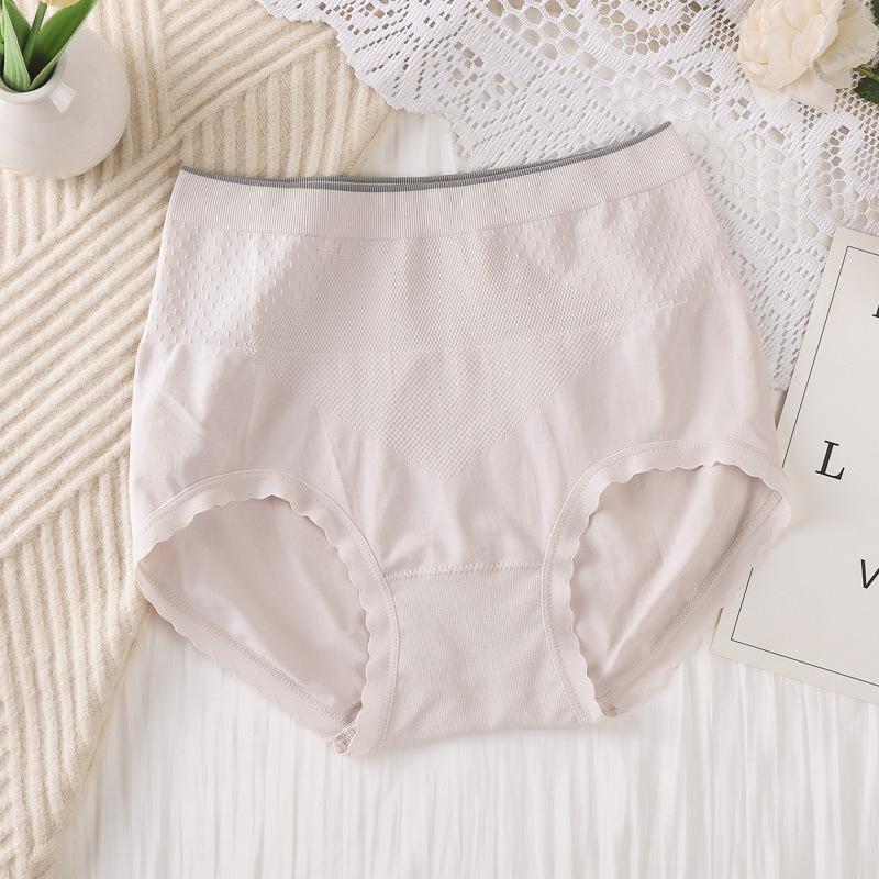 Women's Spring and Summer Nude Skin Friendly Soft Breathable Light Plastic Belly High Waist Triangle Briefs