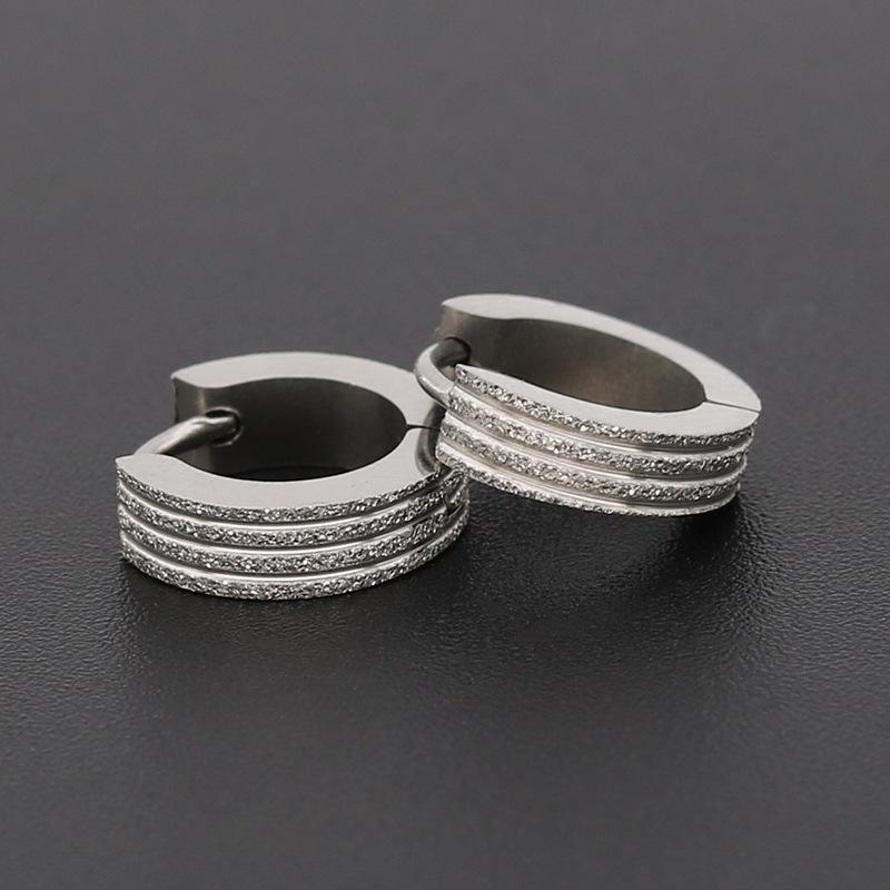1 Pair Punk Titanium Steel Ear Clip/Ear Stud Earrings For Men Women Black Pierced/No Pierced Fake Ear Circle Pop Jewelry