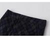 High-Waisted Navy Blue Plaid Fishtail Long Skirt - Slimming & Thickened for Autumn/Winter Women's Collection