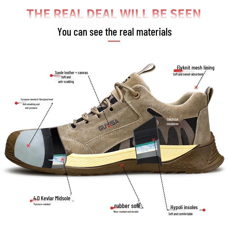 Men's Steel Toe Electrician Work Shoes - Anti-Smash, Anti-Puncture, Non-Slip, Wear-Resistant, Comfortable Safety Footwear