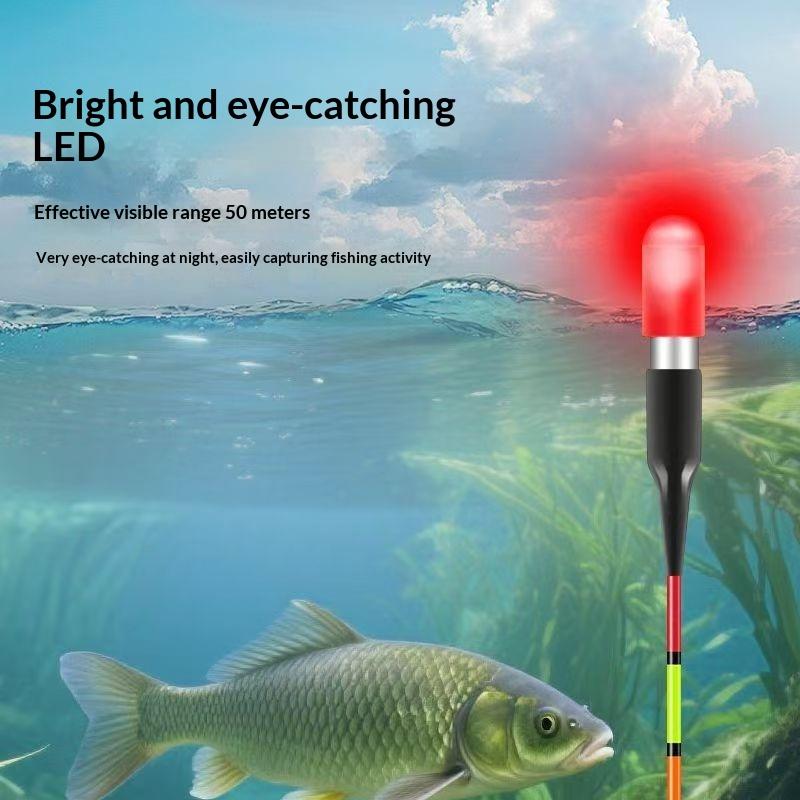 5Pcs Led Luminous Fishing Floating Night Tail Light Glow Color Change Stick Bean Shaped Head Fishing Float Fishing Accessory