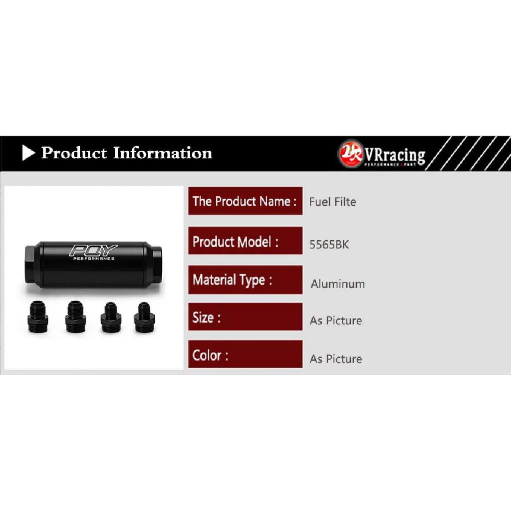 VR -Universal Car Racing In-Line Fuel Oil Filter With AN6/AN8 Fittings Adapter and 100 Micron Steel Element  VR5565