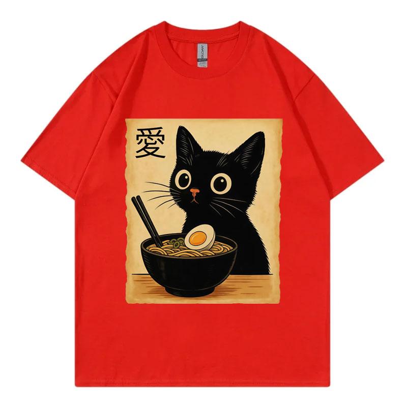 Funny Cat Ramen Graphic T Shirts Men Women Clothing High Quality Fashion Tshirts Summer Casual Short Sleeve T Shirt Streetwear