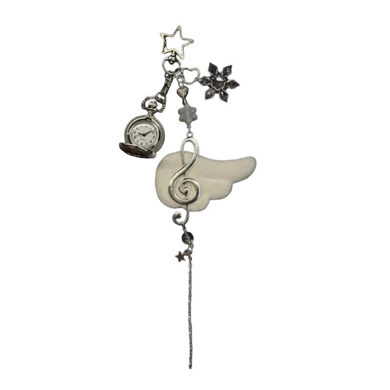1Pcs Steampunk Clock Vintage Necklace Pendant Jewelry Watch Heart Pocket Watch Chain Keychain Men Women Gift