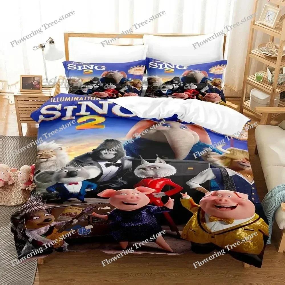New Sing 2 Bedding Set Single Twin Full Queen King Size Bed Set Aldult Kid Bedroom Duvetcover Sets 3D Print Kawaii Aniem 029