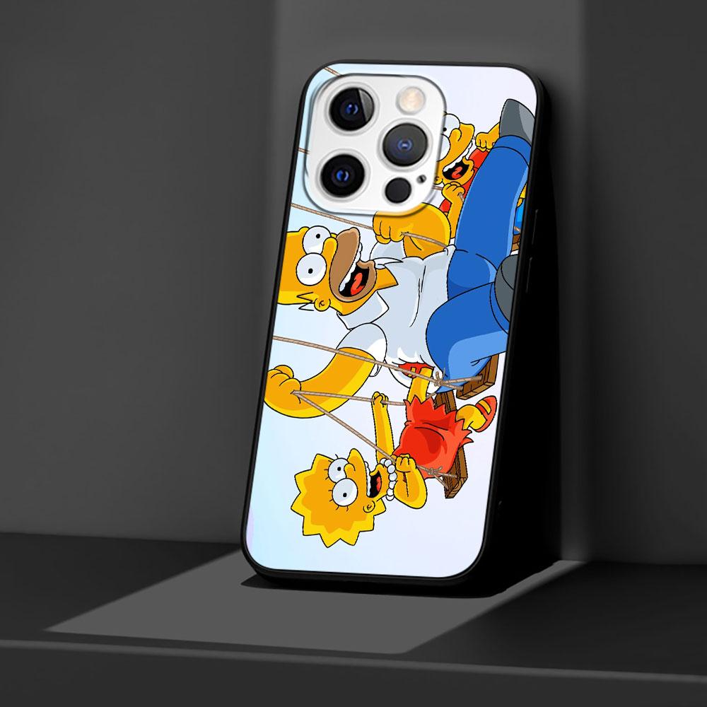 

The Simpson Homer Bart Case for Apple iPhone 14 11 16 Plus X XS 13 12 Mini XR 15 Pro Max Silicone Black Soft Phone Cover iPhone X(XS)