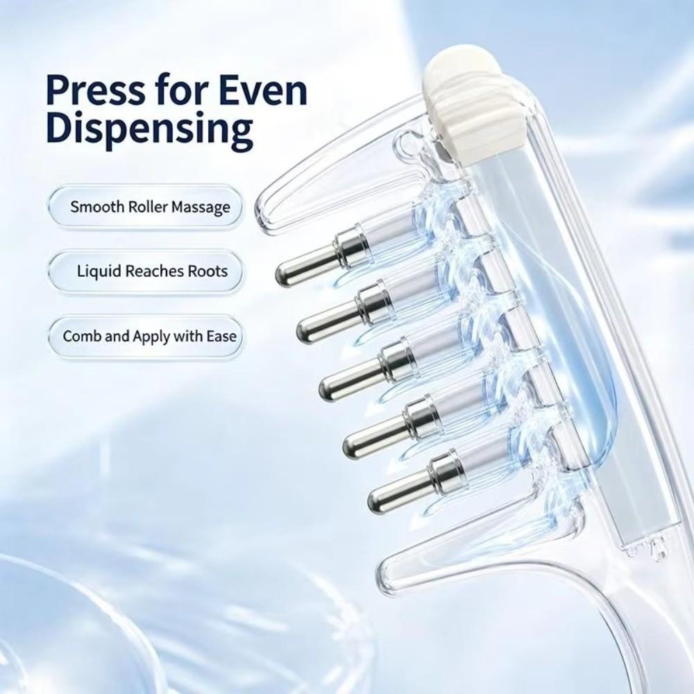 Rolling Metal Teeth Scalp Liquid Guide Comb Anti-Static Essential Oil Applicator Scalp Beard