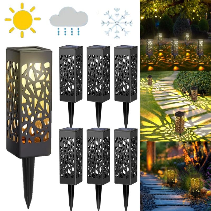 Waterproof Solar Lawn Lights Decorative Cutout Pattern LED Garden Lights Auto on Off Sensor Outdoor Landscape Lighting Pathways