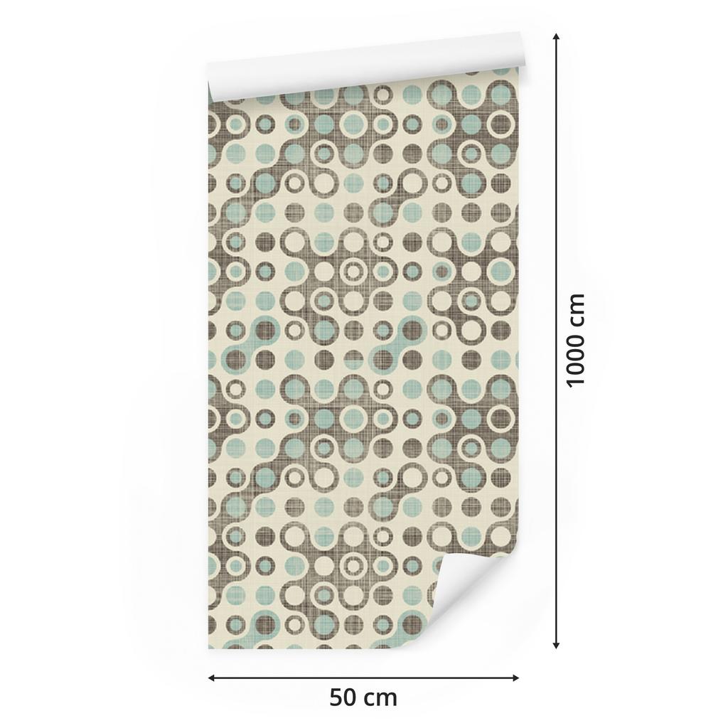 Abstract circles wallpaper in retro style for living room and bedroom 50x1000