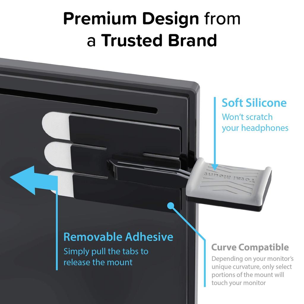 TotalMount Monitor Stand for Headphones and Headsets holder saves desk space and protects your (Premium-grade headphones)