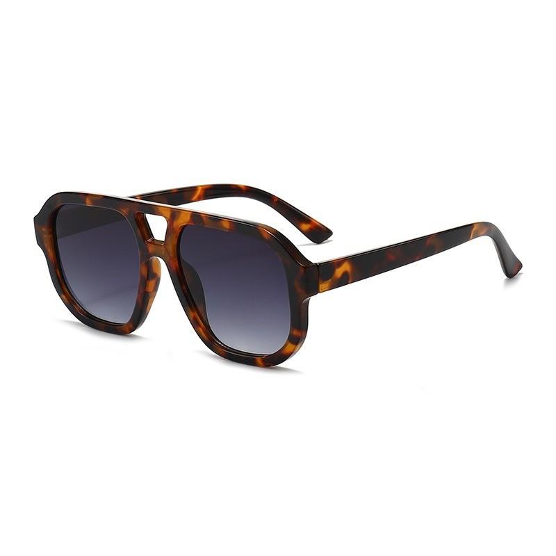 Retro Chic Oversized Square Sunglasses For Women Men Uv400 With Green Lenses And Leopard Frame