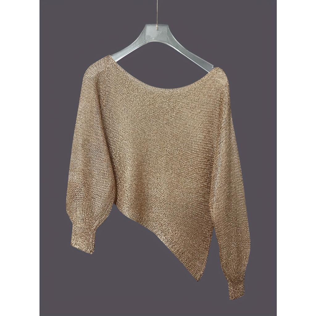 Forår Sommer Dame Hæklet Top med Udhuling Rund Hals Vidde Ærmer Solbeskyttelse Langærmet Sweater