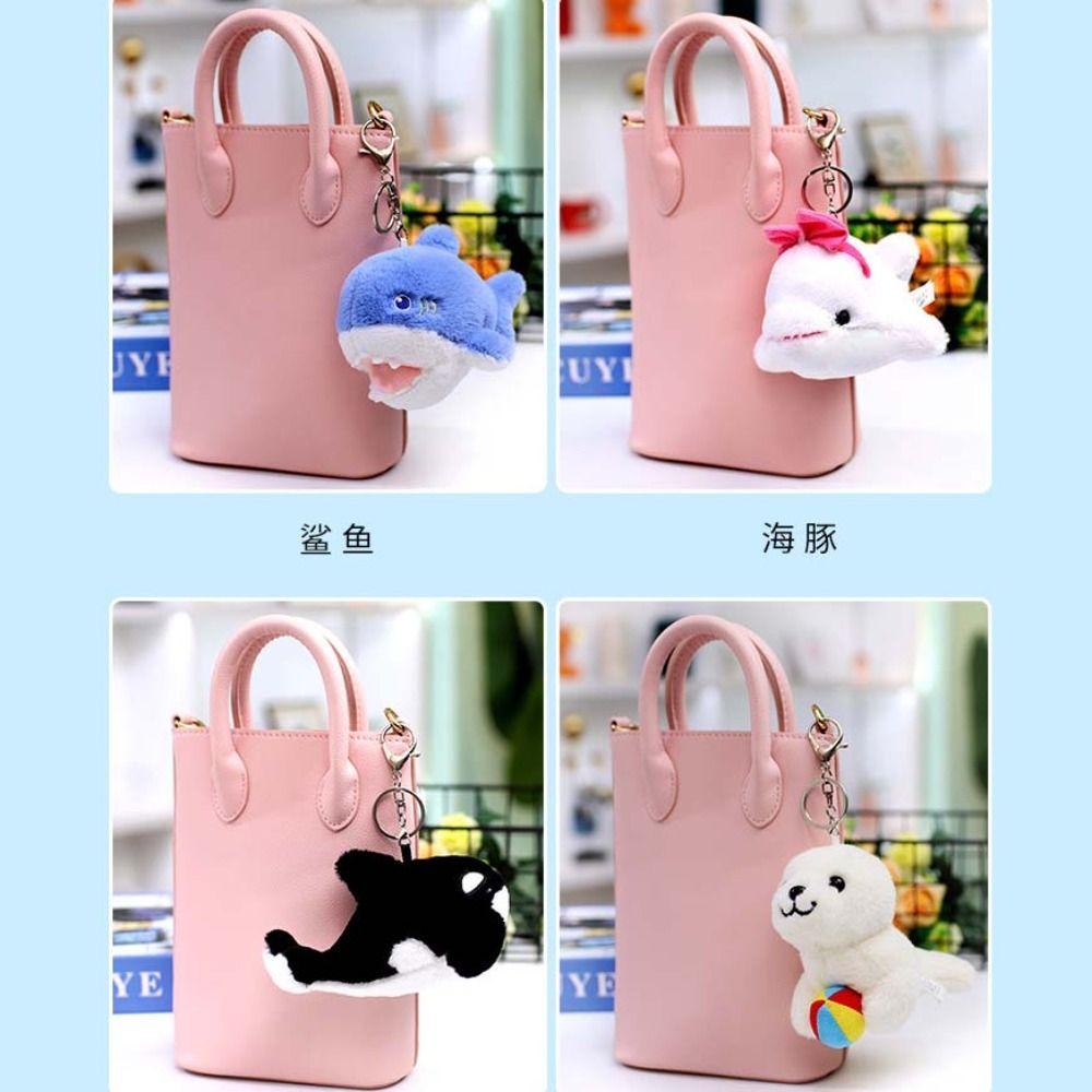 Shark Orca Plush Keychain Ocean Series Animal Beluga Plush Keyring Cute   Toddlers