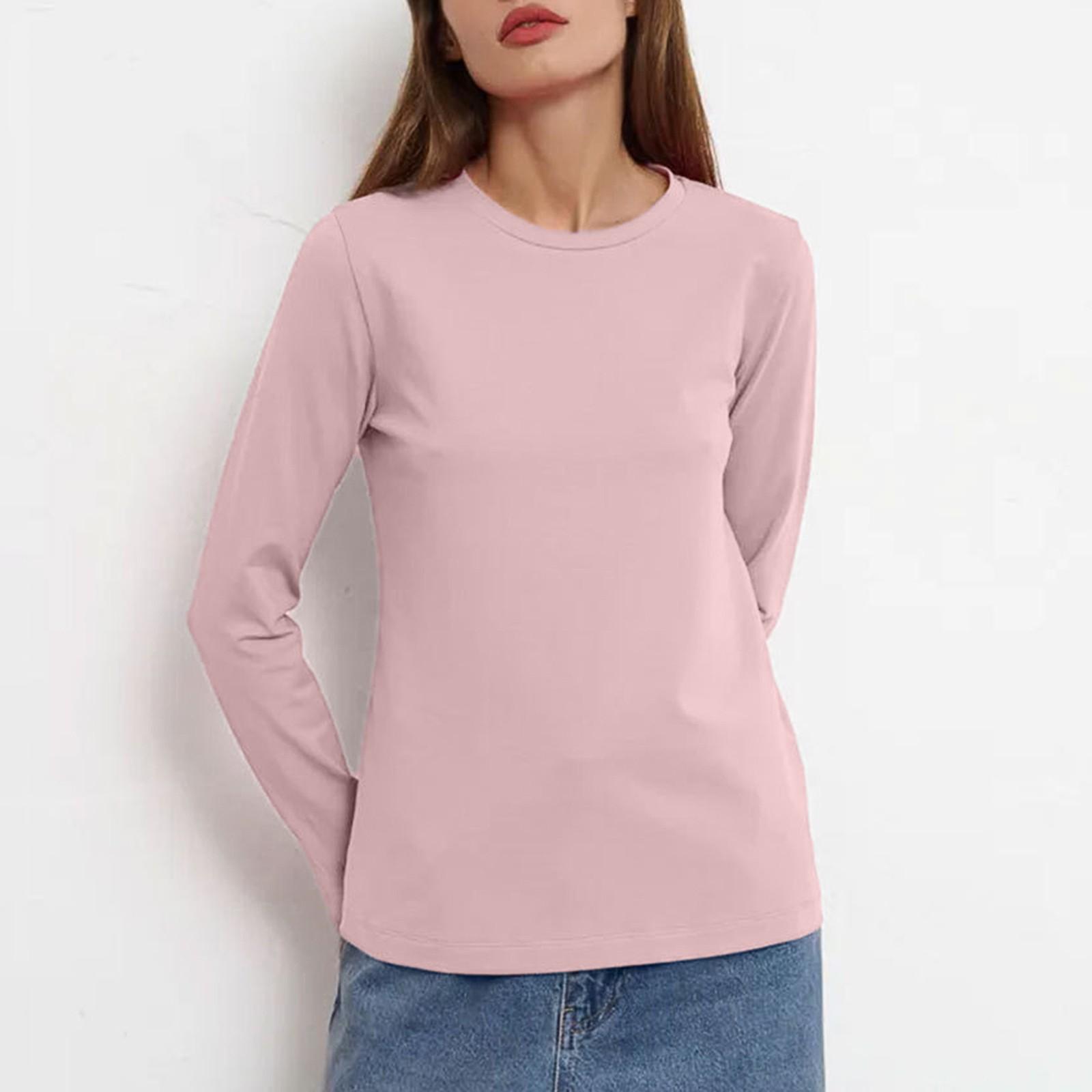 

Women s Long-sleeved T-shirts Spring New Women s Fashion Leisure Versatile Commuting Pullover Round Neck T-shirt S