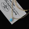 Mihmily Brand-blue Teardrop Glitter Double-layer Necklace, Simple and Fashionable Personality