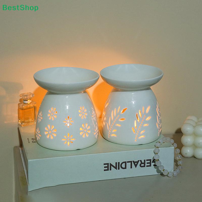 White Ceramic Aromatherapy Oil Burners - Hollow Out Flower/Leaf Design Wax Melt Warmers for Home Decor (Assorted Shapes)