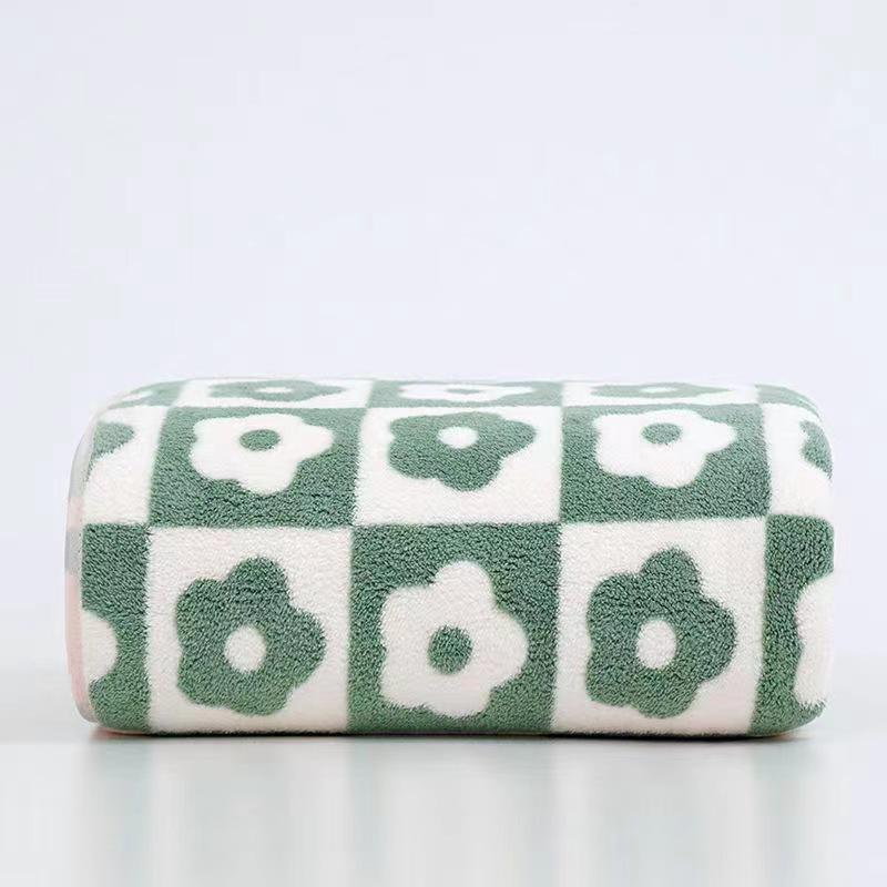 Soft Plaid & Floral Coral Fleece Towel Set - Couple's Home Gift