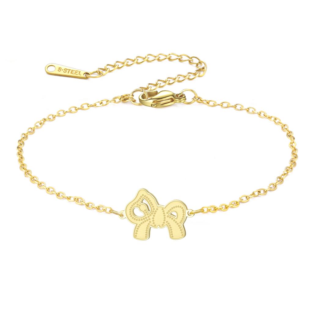 Stainless Steel Romantic Bowknot Bracelet Dainty Horse Pendant Bracelet Cute Pony Rope Bracelet for Women Jewelry Gift for He