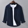 Camicia a Maniche Lunghe Primavera ed Estate Uomo Business Casual Cotone e Lino