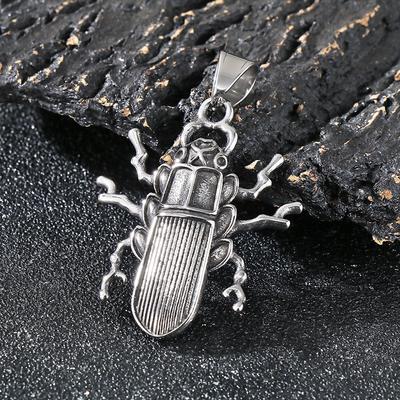 Creative Small Play Insect Pendant, Punk Style Retro Beetle Stainless Steel Men'S Pendant