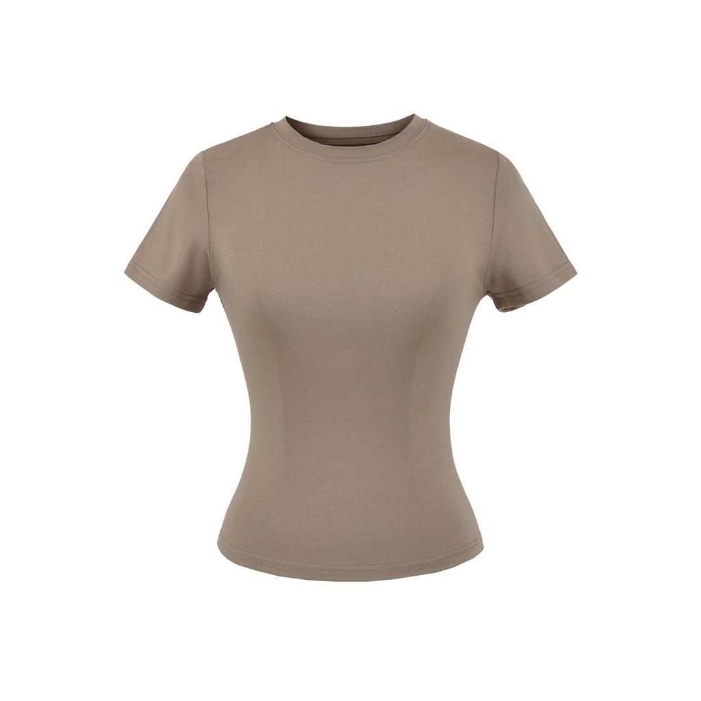 2024 American Women's Slim Fit Round Neck Short Sleeve Stretch T-Shirt