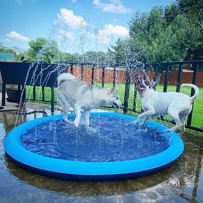 Hunde-Planschbecken Spielzeug Dickes Sprinklerbecken Anti-Rutsch Outdoor Sommer Sprinkler Wasserspielzeug für Hinterhof Springbrunnen Spielmatte für Kinder