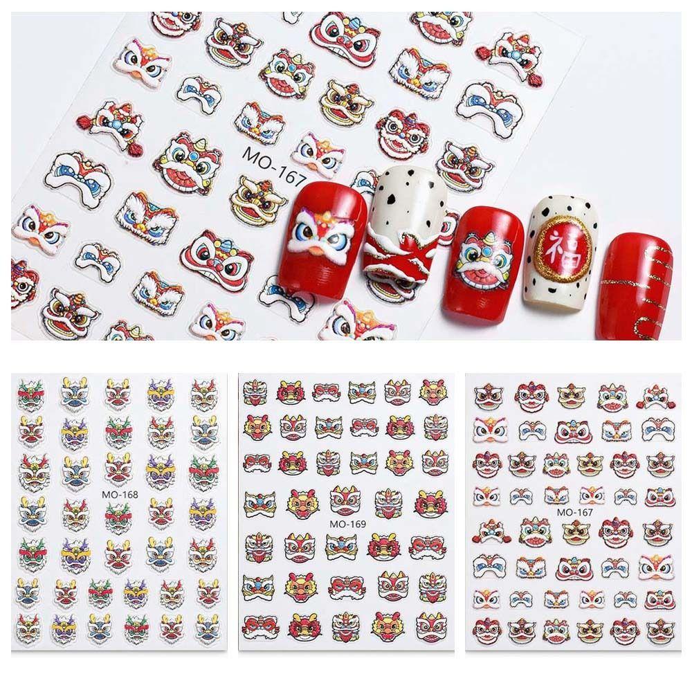 

Nail Accessories Lion Awakening Nail Stickers New Year Nail Charms Chinese Nail Decorations Lady