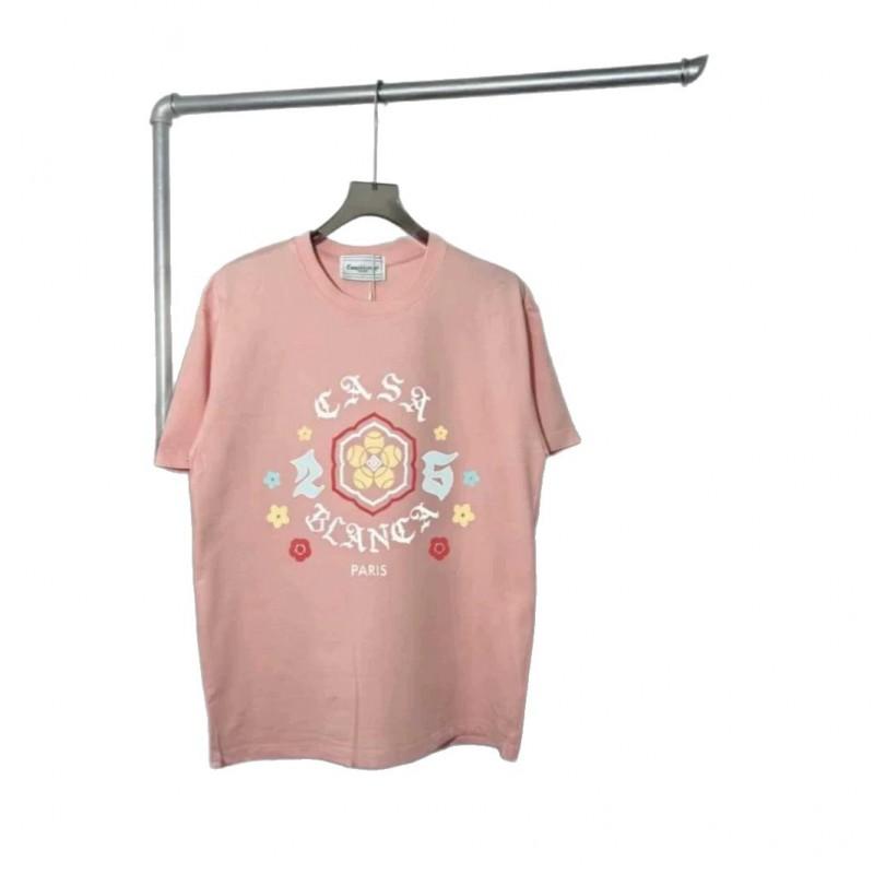Casablanca Print Oversized Baumwoll-T-Shirt Unisex Lockere Passform 2026 Lässige Streetwear Jugendliche Erwachsene