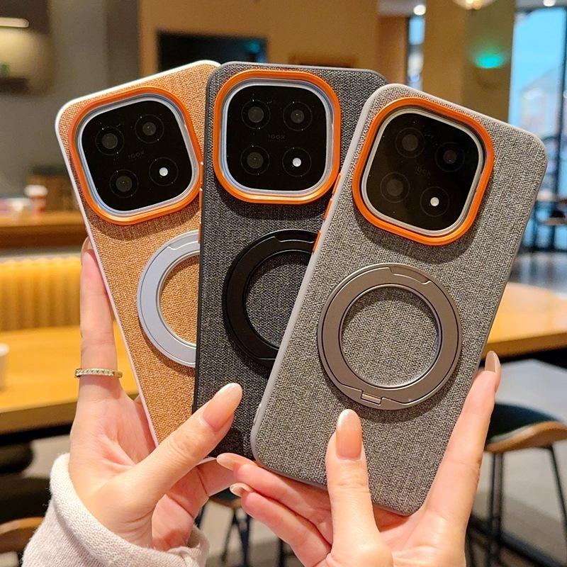 Applicable to iQOO11 mobile phone case magnetic suction rotating bracket iqoo11ultra cloth pattern protective cover iqoo11t fabric