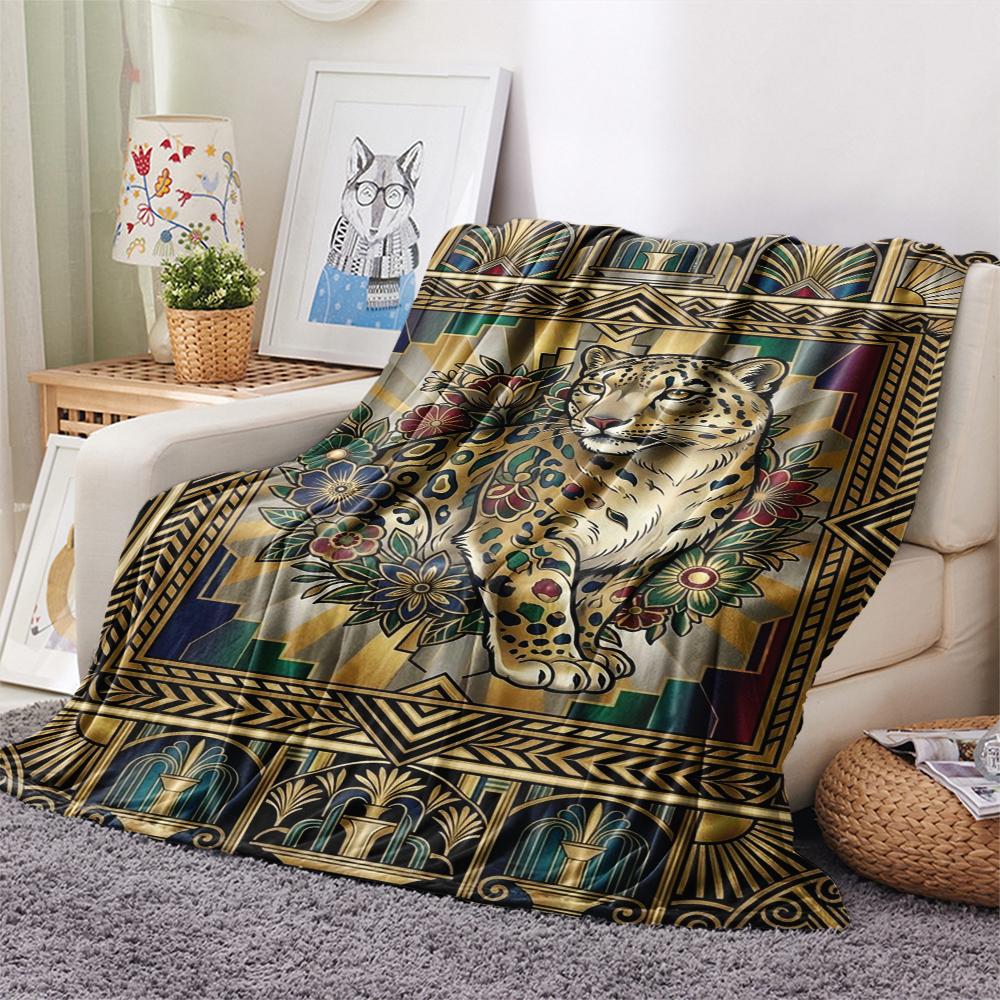 Snow Leopard Animal Print Flannel Blanket, High quality Comfortable for All Seasons, Home Decor, Warmth and Comfort, Perfect for Christmas Gifts110