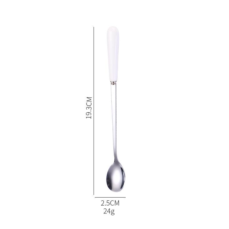 Dessert Espresso Ceramic Handle Stainless Steel Teaspoon Stirrer Coffee Spoons Stirring Tool