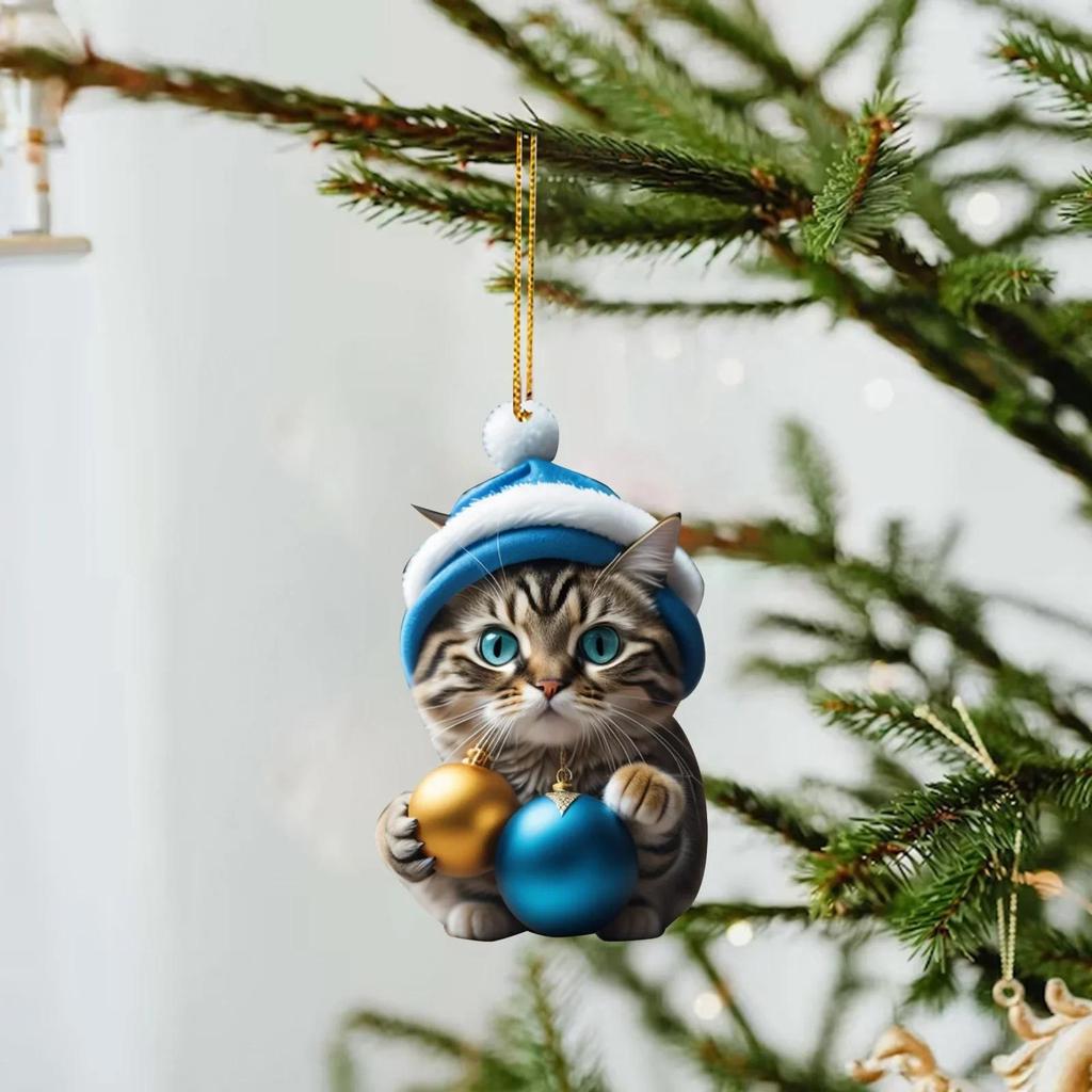 Cartoon süße Katze 2023 Weihnachtsschmuck hängende Dekoration Geschenk Weihnachten hängender Baum personalisierter Anhänger Partyzubehör