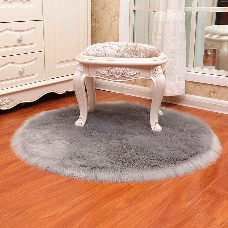 Imitation Wool Plush Round Carpet for Living Room, Bedroom, Yoga