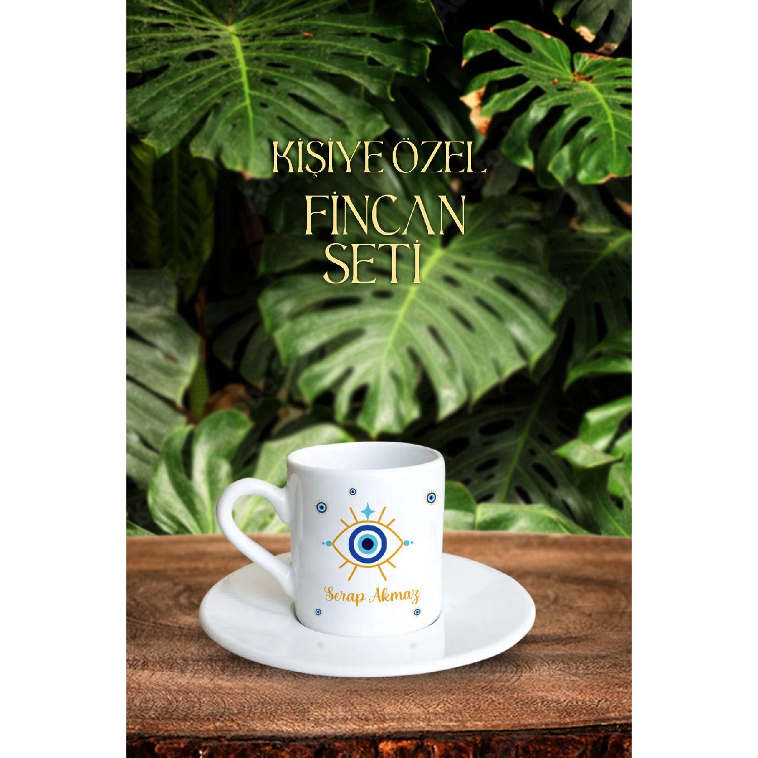 

Evil Eye Beaded Coffee Cup With Name Written білий